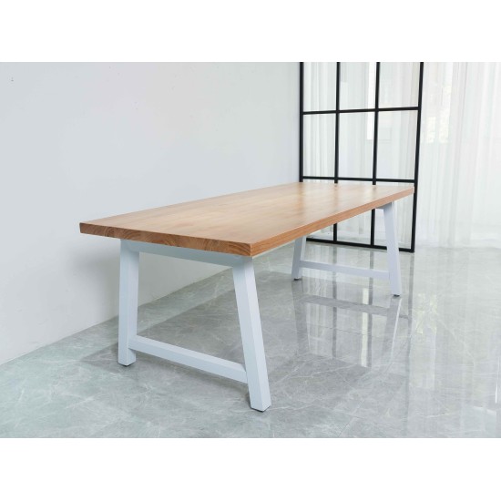 Rustic Solid Wood Industrial Dining Table / Desk / Meeting Table - Chunky Timber / White Steel Legs (A-Frame Legs) - 1.5m (150cm) / 1.8m (180cm) / 2m(200cm) c/w White A-FrameLegs x 2 4-8 Persons - SQUARE EDGE Rustic Solid Wood Industrial Dining Table / Desk / Meeting Table - Chunky Timber / White Steel Legs (A-Frame Legs) - 1.5m (150cm) / 1.8m (180cm) / 2m(200cm) c/w White A-FrameLegs x 2 4-8 Persons - SQUARE EDGE