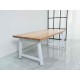 Rustic Solid Wood Industrial Dining Table / Desk / Meeting Table - Chunky Timber / White Steel Legs (A-Frame Legs) - 1.5m (150cm) / 1.8m (180cm) / 2m(200cm) c/w White A-FrameLegs x 2 4-8 Persons - SQUARE EDGE Rustic Solid Wood Industrial Dining Table / Desk / Meeting Table - Chunky Timber / White Steel Legs (A-Frame Legs) - 1.5m (150cm) / 1.8m (180cm) / 2m(200cm) c/w White A-FrameLegs x 2 4-8 Persons - SQUARE EDGE