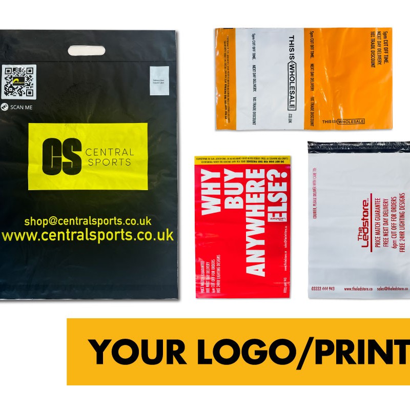 SAMPLE ONLY - Custom Printed Mailing Bags - 500 MOQ - Range of Sizes Printed Personalised Logo Branded Mail Bags Poly Mailers Single / Double Sided