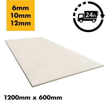 Fibre Cement Board 6mm / 10mm / 12mm  - 1200mm x 600mm - A1 Class Non-Combustable Waterproof Hard Backer Rigid Cement Board for - Floor or Wall