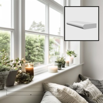 MDF Window Cil Board / Window Cill/Sill - Bullnose MDF Pre-Primed Window Board