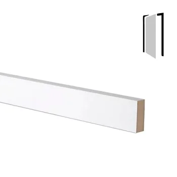 MDF Architrave Pre-Primed White 3m Moisture Resistant MDF Door Mouldings Edgings Surrounds - Square Contemporary Modern - 3m x 65mm x 15mm