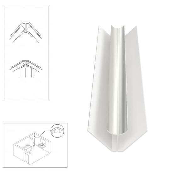 PVC Internal Corner Trim for Shower Aqua Wall Panel Cladding 5mm/10mm - Multipanel Aquabord Corner Trim White Chrome Silver
