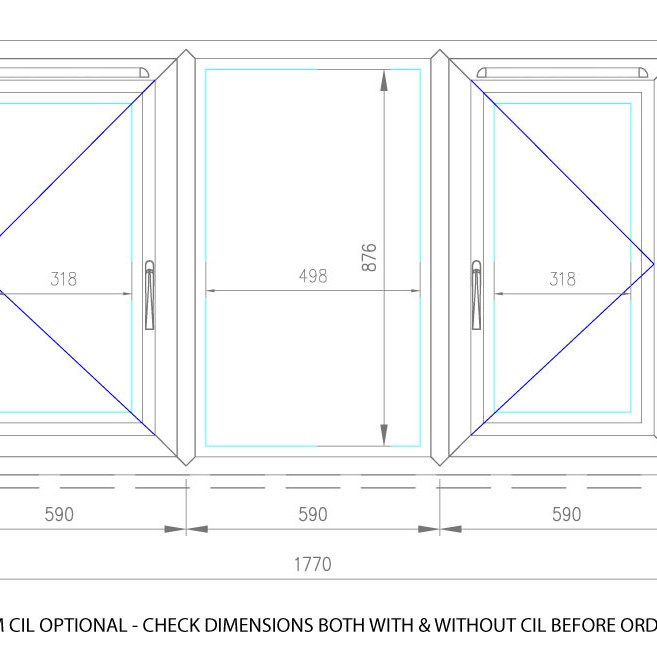 UPVC Window Anthracite Grey - Triple 1770mm w x 1040mm h (RAL7016) Left or Right Opening 3P UPVC Window Anthracite Grey - Triple 1770mm w x 1040mm h (RAL7016) Left or Right Opening 3P