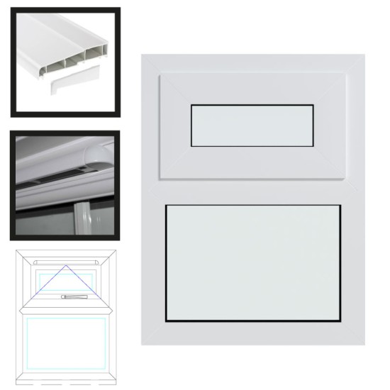 UPVC Window White - Single 610mm w x 820mm h Top Hung Opening (RAL9010) 1P UPVC Window White - Single 610mm w x 820mm h Top Hung Opening (RAL9010) 1P