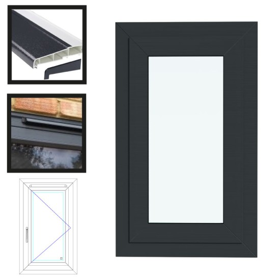 UPVC Window Anthracite Grey - Single 610mm w x 1040mm h (RAL7016) Left or Right Opening 1P UPVC Window Anthracite Grey - Single 610mm w x 1040mm h (RAL7016) Left or Right Opening 1P