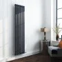 Vertical Radiator - Oval Anthracite Grey RAL7016 - Tall Tower Traditional Column Wall Mount Radiator - Single & Double Panel