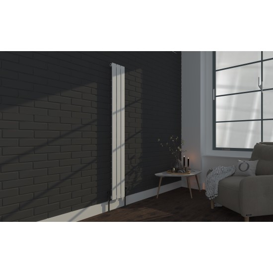 Vertical Radiator - Flat Gloss White RAL9003 - Tall Tower Traditional Column Wall Mount Radiator - Single & Double Panel
