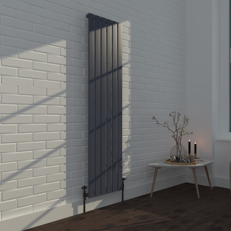 Vertical Radiator - Flat Anthracite Grey RAL7016 - Tall Tower Traditional Column Wall Mount Radiator - Single & Double Panel Vertical Radiator - Flat Anthracite Grey RAL7016 - Tall Tower Traditional Column Wall Mount Radiator - Single & Double Panel