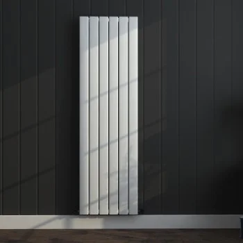 Vertical Radiator - Flat Gloss White RAL9003 - Tall Tower Traditional Column Wall Mount Radiator - Single & Double Panel